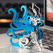 68PCS Phoenix DIY 3D Metal Assembly Model – Stainless Steel Aluminum Copper Puzzle, Mythical Bird Creative Desktop Ornament Gift for Enthusiast(Blue)