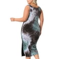 thumbnail image 4 of DARING DIVA Plus Size V Neck Slim Fit Tie Dye Midi Tank Dress 1X Gray Blue, 4 of 5