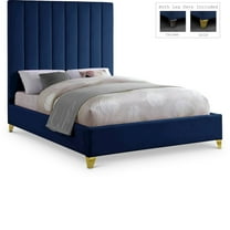 Meridian Furniture Via Rich Velvet Full Bed in Navy