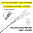 thumbnail image 3 of TECSPACE 500Ft Stainless Steel Wire Rope, 1/8” T316 Stainless Steel Wire Cable, 7 x 7 Strands Construction, 2100lbs Breaking Strength Cable for Railing Decking, Guard Net, Garden Fence, 3 of 7