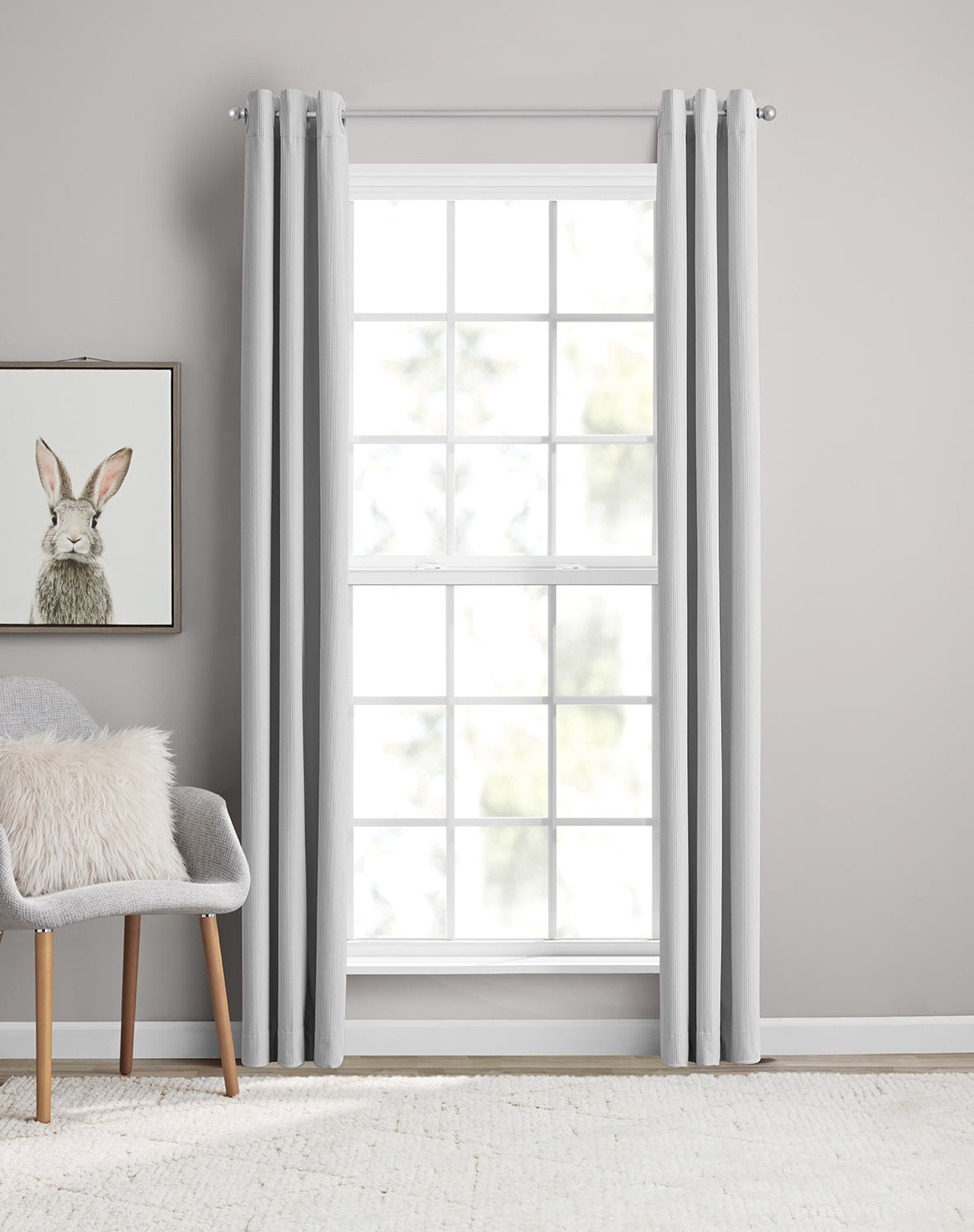 (2 pack) Your Zone Corduroy Blackout Grommet Curtain Panel,1 Panel, Soft Silver, 38"W x 84"L