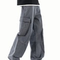 thumbnail image 4 of FRSASU Wide Leg Cargo Pants for Men Stretch Cotton Loose Versatile Athletic Hiking Pants with Pockets Dark Gray, 4 of 7