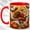 Red, variant on Mosaic Santa Broom Coffee Mug, Halloween Bat Mug, Ceramic 11 oz