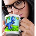 thumbnail image 2 of 3drose, Cute Blue Dino Dinosaur Cartoon Scene, 11oz Two-tone Black Mug, 2 of 6