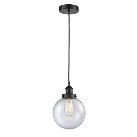 

616-1PH-BK-G204-8-LED-Innovations Lighting-Beacon - 1 Light Mini Pendant In Industrial Style-11.5 Inches Tall and 8 Inches Wide Matte Black Seedy