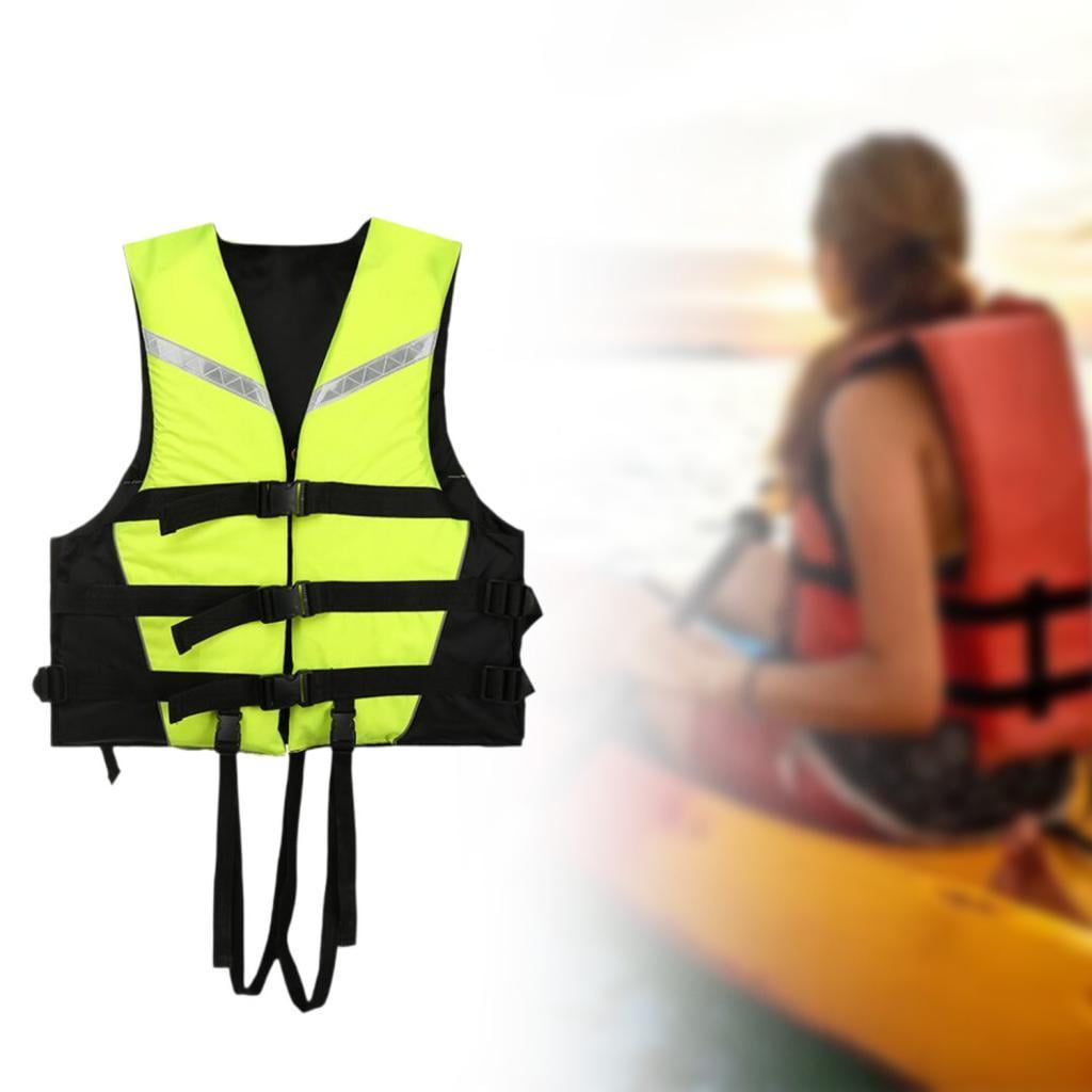 QccHieUs Life Vest with Reflective Strips Adjustable Life Jacket Paddle Vest for Swimming L