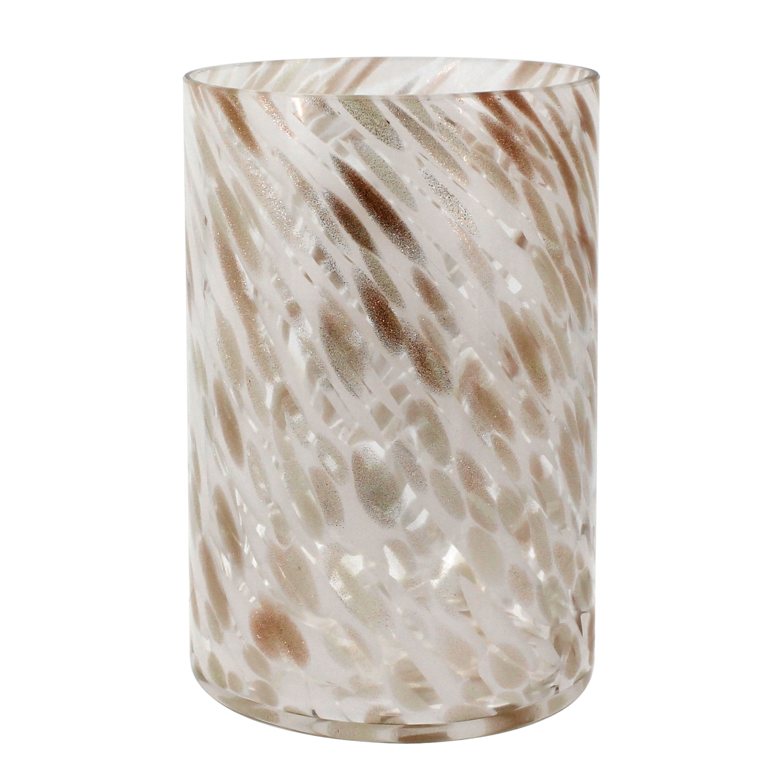 Better Homes & Gardens 4 Inch White and Gold Hurricane Candle Holder Glass