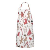White Christmas Cookie Apron-Garden Aprons for Women with Pockets-Cotton Linen Waterproof Kitchen Cooking Gardening Aprons Adjustable for Kitchen,Cooking,BBQ and Salon 32"x27"