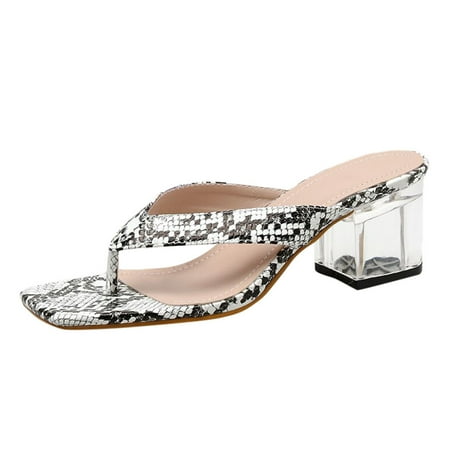 

Women s Fashion Slippers Transparent Flip-Flop Ladies Open-Toe High-Heeled Shoe