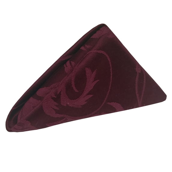 Ultimate Textile (10 Dozen) Damask Melrose 20 x 20-Inch Cloth Dinner Napkins - Home Dining Collection - Floral Leaf Scroll Jacquard Design, Burgundy