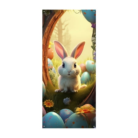 

HAFNFUE Delightful Easter Style Door Decoration Cloth: Transform Your Door Into A Springtime ! Flag Manga 6