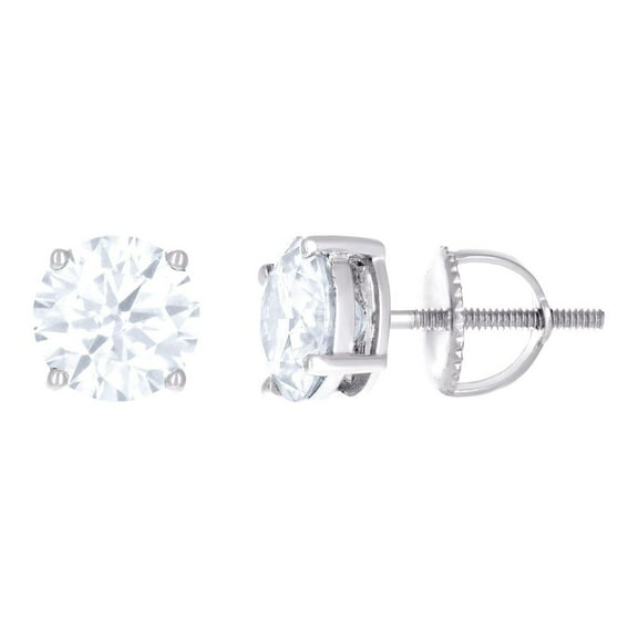 14k White Gold Womens 7mm Moissanite Stud Earrings Stud Earring for Women - 1.4 Grams