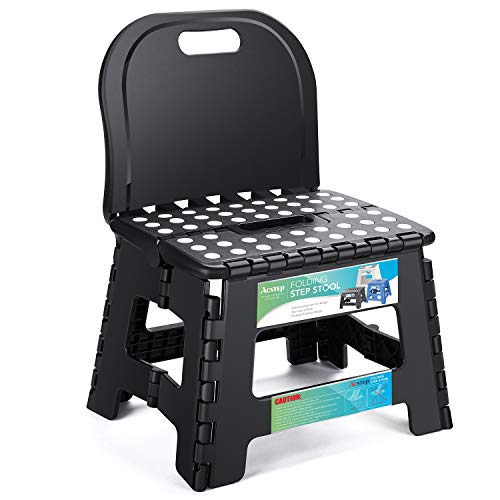 tall folding stool with back support