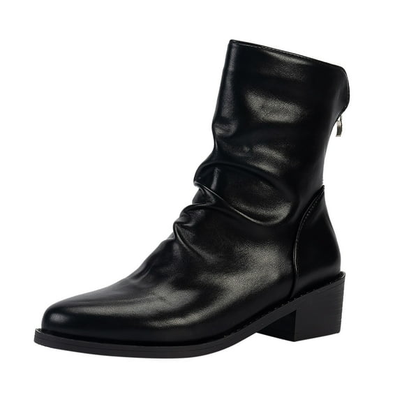 Boots for Women,Autumn Winter Fashion Back Zipper Mid Calf Boots Stylish Comfort Footwear,Knee High Boots Women,Black7