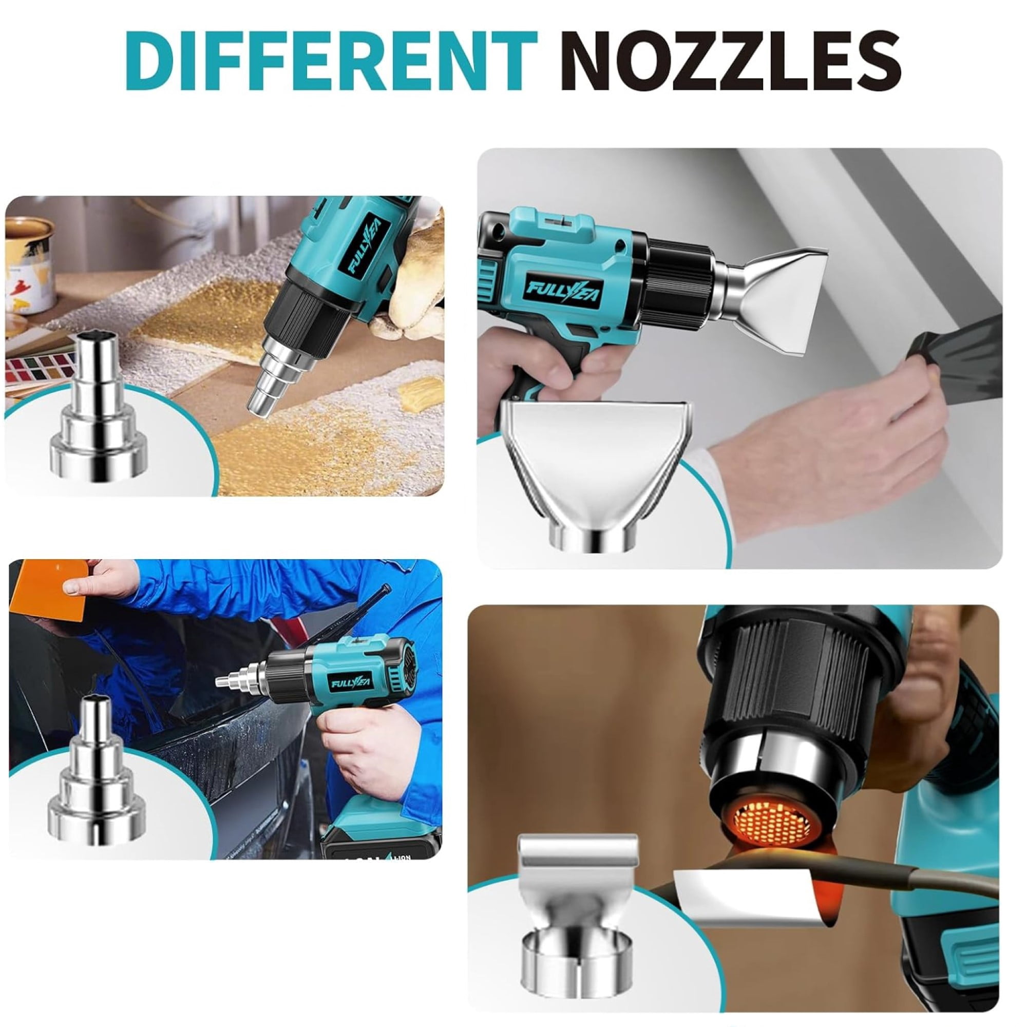 Pecham Heat Gun Cordless, Handheld Hot Air Gun Kit with 3 Nozzles, Max 550℃/1022℉, Portable Soldering Heat Gun with 2x6.5Ah Battery & Charger for Shrink Tubing, Vinyl Wrap, Craft