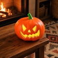 thumbnail image 4 of Sharp Eyed Jack O Lantern Pumpkin, Halloween Pumpkin LED Light, Grinning Pumpkin Figurine for Mantel Table Covered Porch Indoor Fall Seasonal Home Decor, 4 of 7