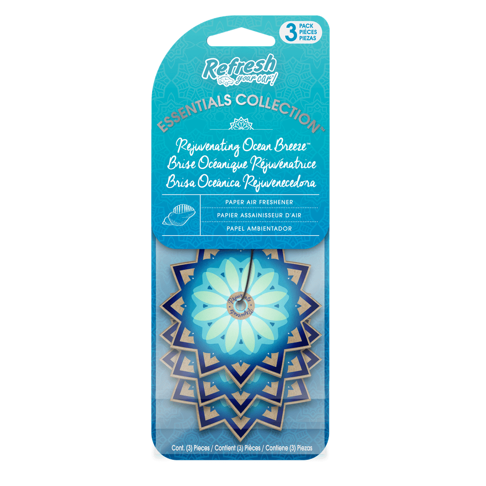 Refresh Your Car! Air Freshener, Rejuvenating Ocean Breeze, 3 Pack