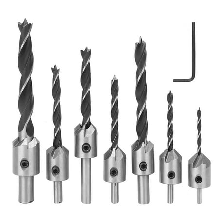 

2024 Big sale 7pcs Woodworking Countersunk Drill Bit 5 Flute Chamfer Tool with Hex Key