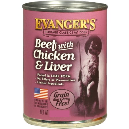 Evanger's Heritage Classic Beef Chicken & Liver Dog Food Grain-Free 20.2oz Jumbo Size