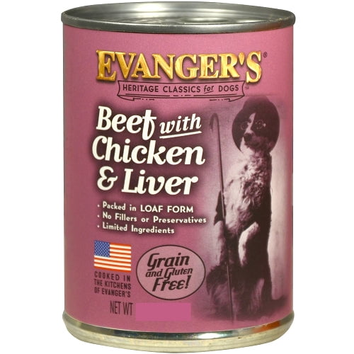 Evanger's Heritage Classic Beef Chicken & Liver Dog Food Grain-Free 20.2oz Jumbo Size