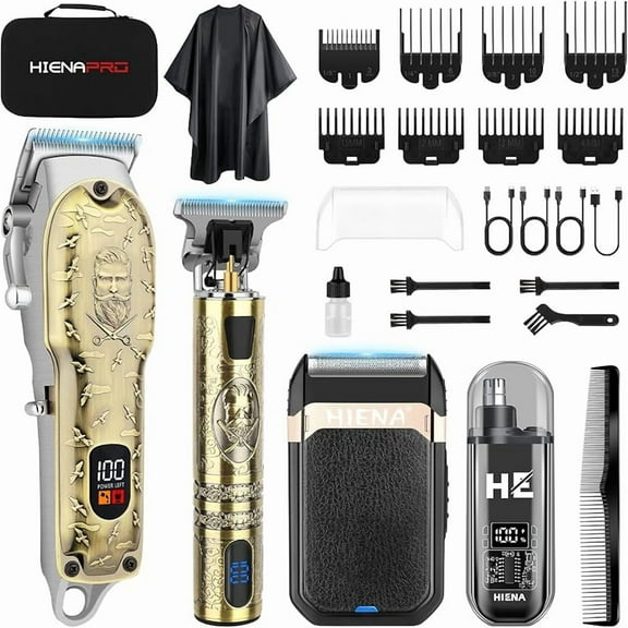 Hair Clippers for Men Professional, Cordless Barber Clipper and T-Blade Beard/Hair Trimmer Set, Electric Razor Foil Shaver Nose Trimmer Barber Kit, Men's Hair Cutting Kit (814 Set)