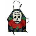 thumbnail image 1 of Dia De Los Muertos Apron, Creative Design Day of the Dead Skull with Roses and Mustache, Unisex Kitchen Bib with Adjustable Neck for Cooking Gardening, Adult Size, Multicolor, by Ambesonne, 1 of 4