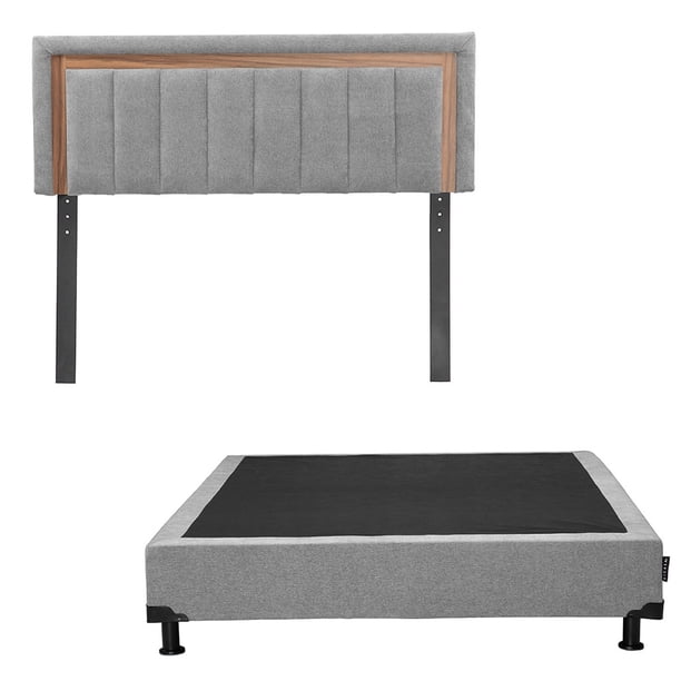 Box Base Cama Individual + Cabecera Ventur Trinity Gris Duk