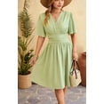 thumbnail image 5 of Women'S Dress 2025 Summer Deep V Neck Elegant Ruffle Mini Dress Waist Dresses Bean Green XL, 5 of 9