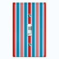 thumbnail image 1 of Metal Light Switch Wall Plate Outlet Cover (Vintage Red Teal Striped Wall - Single Toggle), 1 of 2