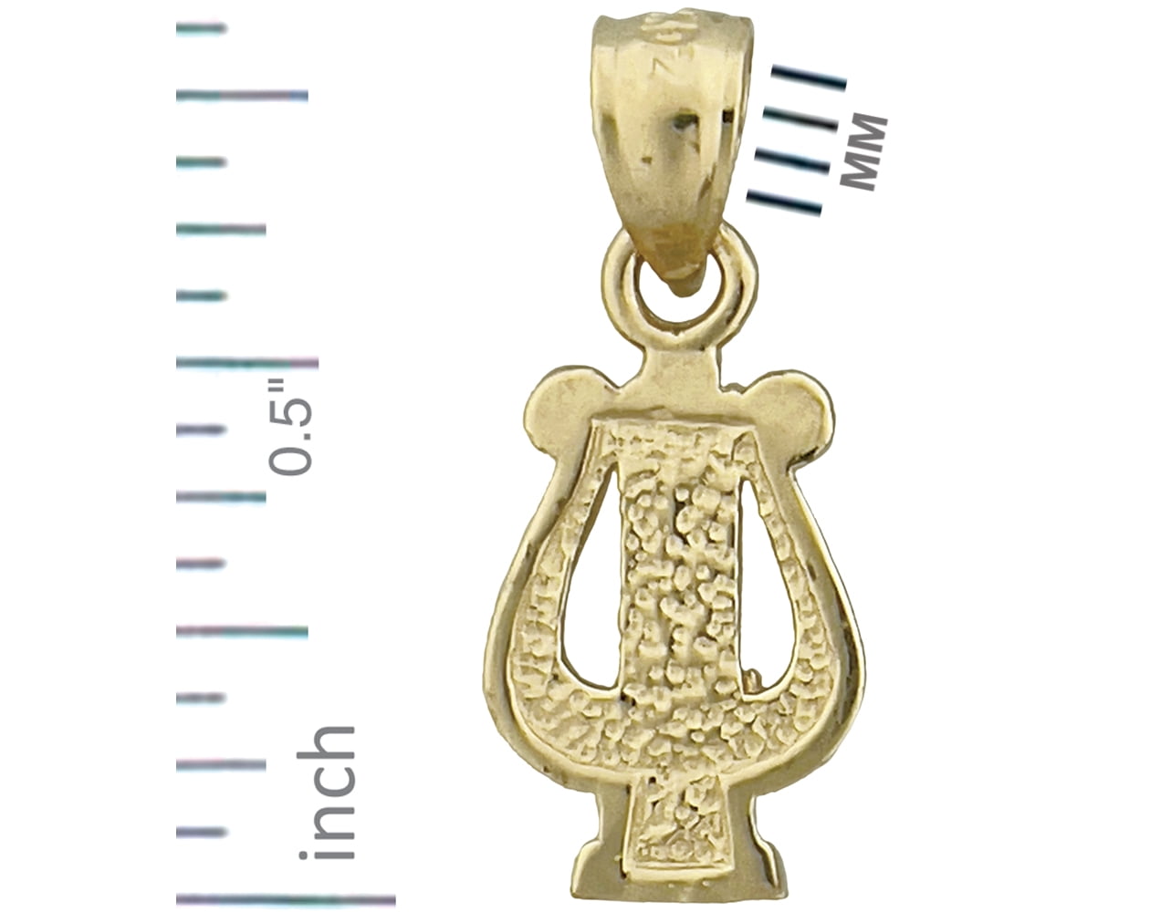 14K Gold Lyre Harp Charm