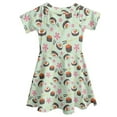 thumbnail image 4 of Renewold Fashion A Line Dresses for Kid Girls 5-6 Years Old Cherry Blossom Sushi Short Sleeve Pleated Midi Dress Casual Outdoor Tour Swing Twirl Clothes, 4 of 5