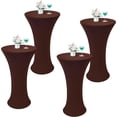 thumbnail image 1 of 4 Pcs Nappe de Cocktail Ronde Brune 24x43 Pouces Ajustée, Extensible, Housse de Table de Cocktail pour Banquet, Bar, Fête, Pub, Mariage, Intérieur Extérieur, 1 of 7