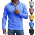 thumbnail image 4 of OIOLOYJM Mens Casual Textured Pullover Quarter Zip Long Sleeve Knit Sweater Lounge Daily Tops Light Gray L, 4 of 4