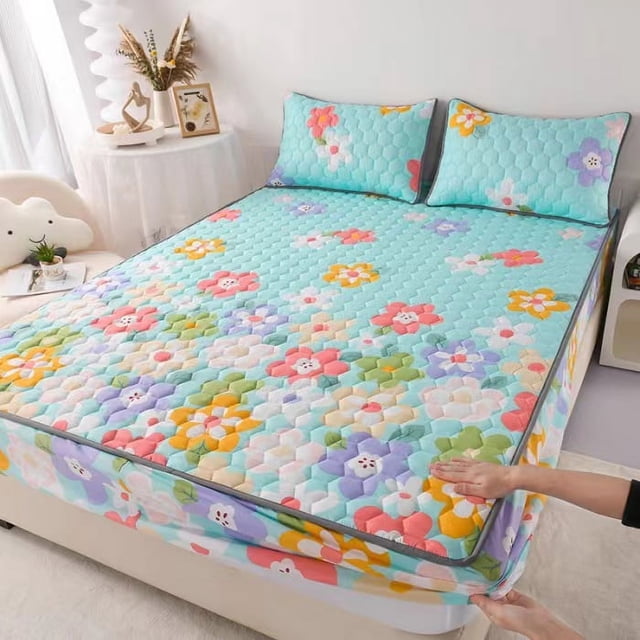 Nouvelle Arrivée Housse de Matelas Matelassée Anti-Acariens Douce Ponçage Simple Grand Tout Compris Housse de Lit Matelassée Non Incluse Taie d'Oreiller