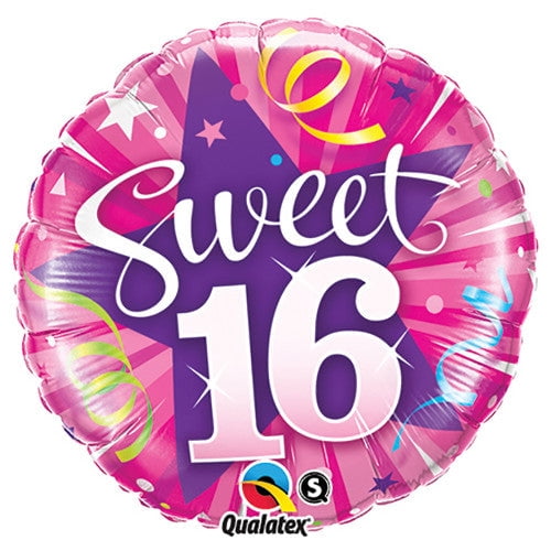 18 inch Sweet 16 Shining Star Foil Mylar Balloon - Party Supplies Decorations