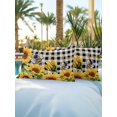 thumbnail image 6 of Outdoor Pillows Waterproof, Sunflower Bee Bedding Throw Pillows with Insert for Couch Sofa Bed, Black Buffalo Plaid Botanical Leaf Floral 12x20 Inch Pillowcases Decorative Patio Pillow Set of 2, 6 of 8