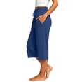 thumbnail image 5 of Vynhevius Women's Drawstring Capri Pants Pleated Waist Pockets Loose Wide Leg Casual Trousers, 5 of 9