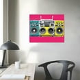 thumbnail image 3 of Nawypu  Canvas Wall Art Retro Boombox Cassette Tapes Player in Orange, Pink, Green and Blue Background Music Sound Illustrations Pop Art Colorful for Living Room, Bedroom, Office, 3 of 4