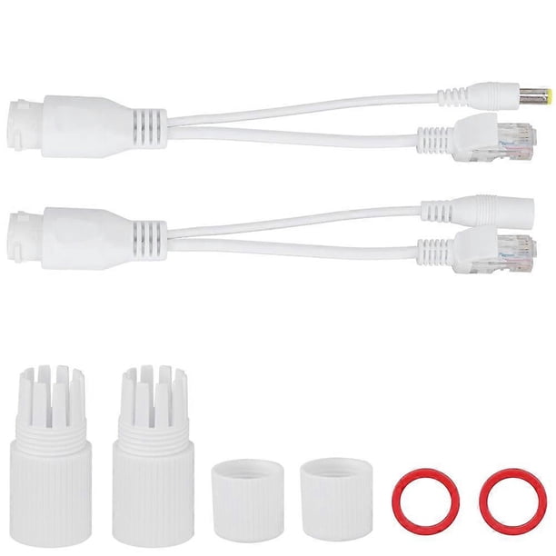 12V Power Over Ethernet Passive POE Adapter Cable Splitter Injector Waterproof White