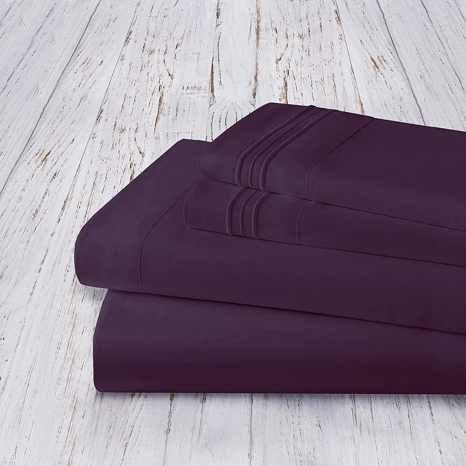 Bed Sheet Set - Brushed Microfiber Bedding - Bedding Sheets & Pillowcases - Deep Pockets - Easy Fit - Breathable & Cooling Sheets, Twin/Twin XL, Purple