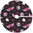 thumbnail image 1 of FMSHPON Skull Cute Heart Bow Xmas Christmas Tree Skirt Stand Mat for Holiday Party Decoration Indoor Outdoor 48 inches, 1 of 6
