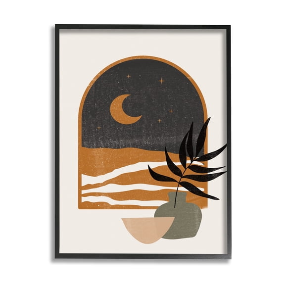 Stupell Industries Lovely Night Sky Desert Moon Scene Through Window Graphic Art Black Framed Art Print Wall Art, Design by JJ Design House LLC