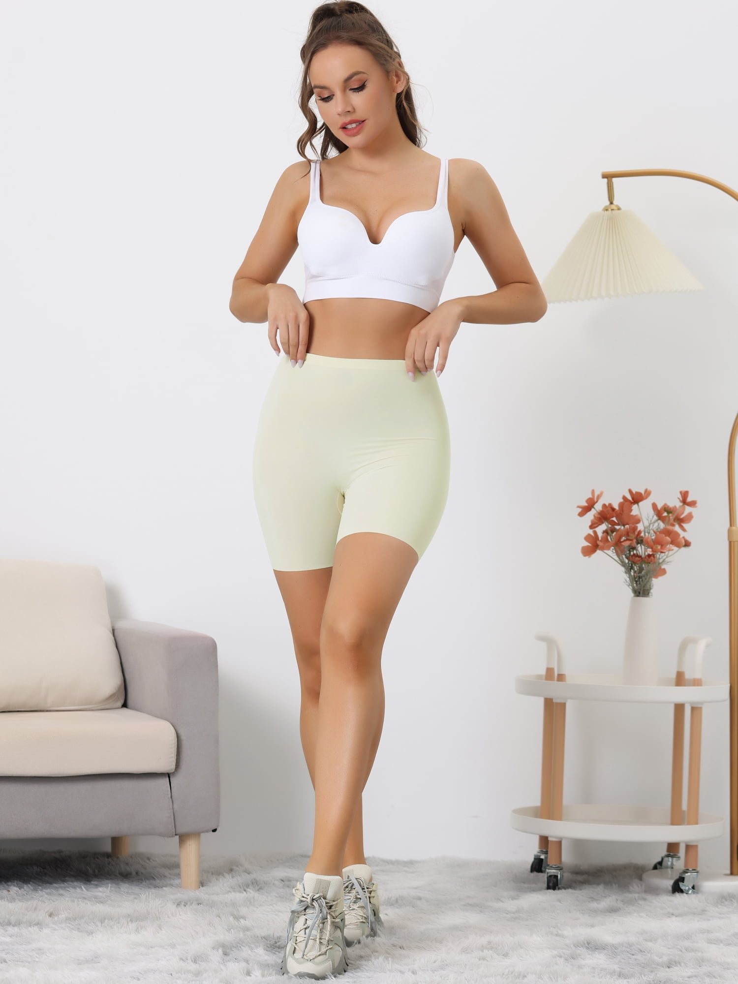 Unique Bargains Women's Tummy Control Shapewear Panties Shorts Boyshorts Shaper Medium White