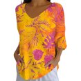 thumbnail image 2 of Endives Women's 3/4 Length Sleeve Womens Tops 2025 Vintage Fashion Casual Loose with Round Neck Shirts Blouse, 2 of 6