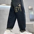 thumbnail image 2 of CAIXIA Baggy Jeans Boys Straight Leg Washed Denim Pants Oversized Husky Embroidered Trousers Elastic Waistband Preppy Teen Clothes Streetwear, 2 of 5