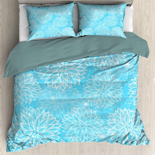 Bahlia Flor Funda Nórdica Queen 90 x 90 en Microfibra Lavada Ultra Suave