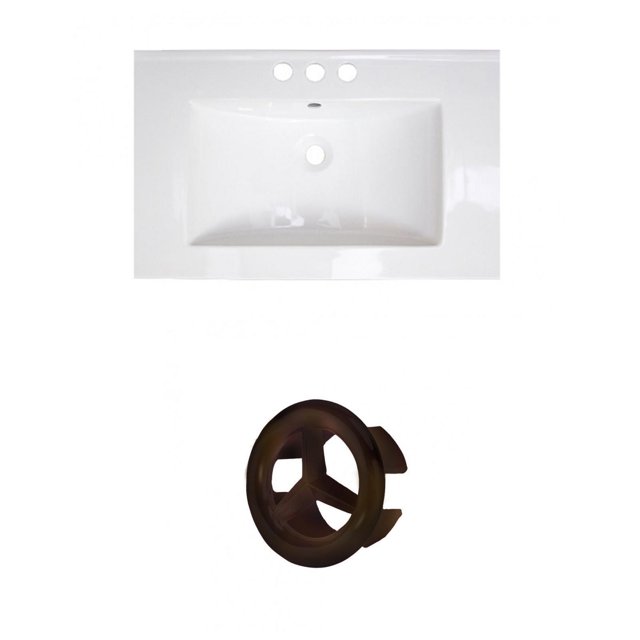 American Imaginations 23.75-in. W 1 Hole Ceramic Top Set In White Color - Overflow Drain Incl. AI-20857