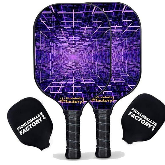 Pickleball Factory PB00034-5-G Best Pickleball Set - Data Grid Pickleball Paddles, Pickleball Paddle & Ball Set, Glassfiber Graphite
