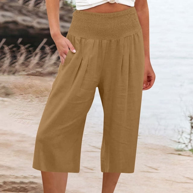 EQWLJWE Pantalons Capris pour Femmes Grande Taille Pantalons Amples à Jambe Grand pour Femmes Taille Haute Pantalons Droits Pantalons Décontractés Pantalons pour Femmes Liquidation