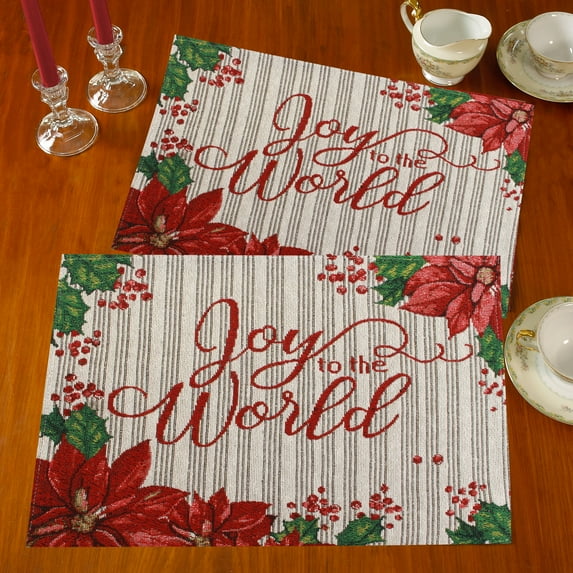 Christmas Holiday Season Decorative Cotton Woven Tapestry Placemats Set of 4